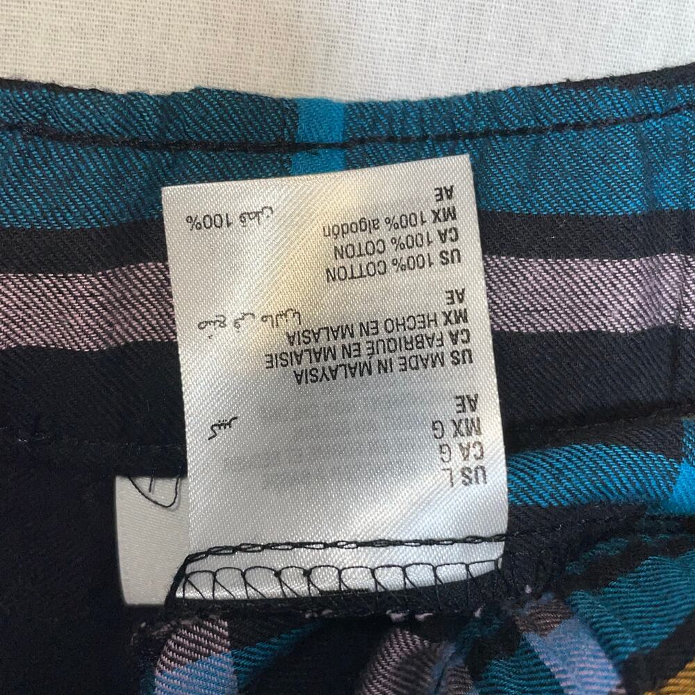 Jenni by Jennifer Moore plaid lounge sleep pants, teal/black size large - Picture 3 of 5